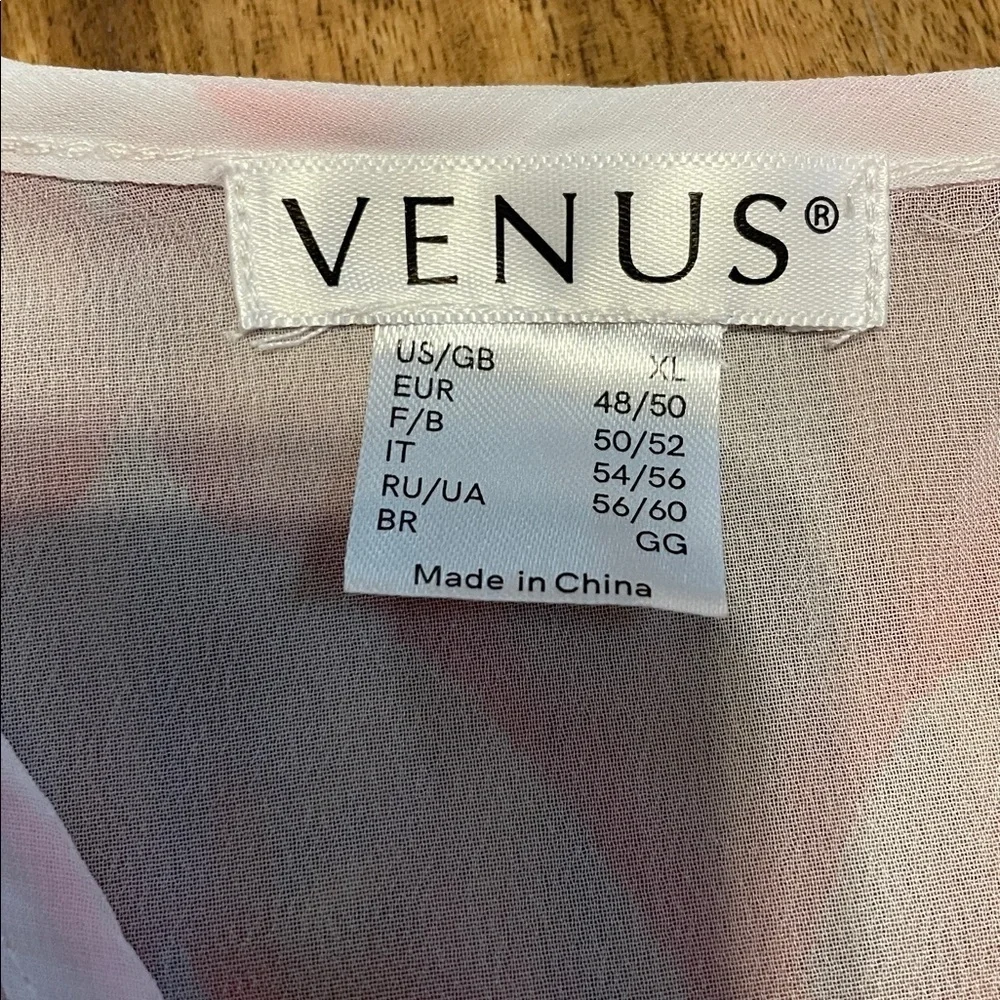 VENUS womens XL 16 Cover up bathing suit swim sheer tie front white pink purple